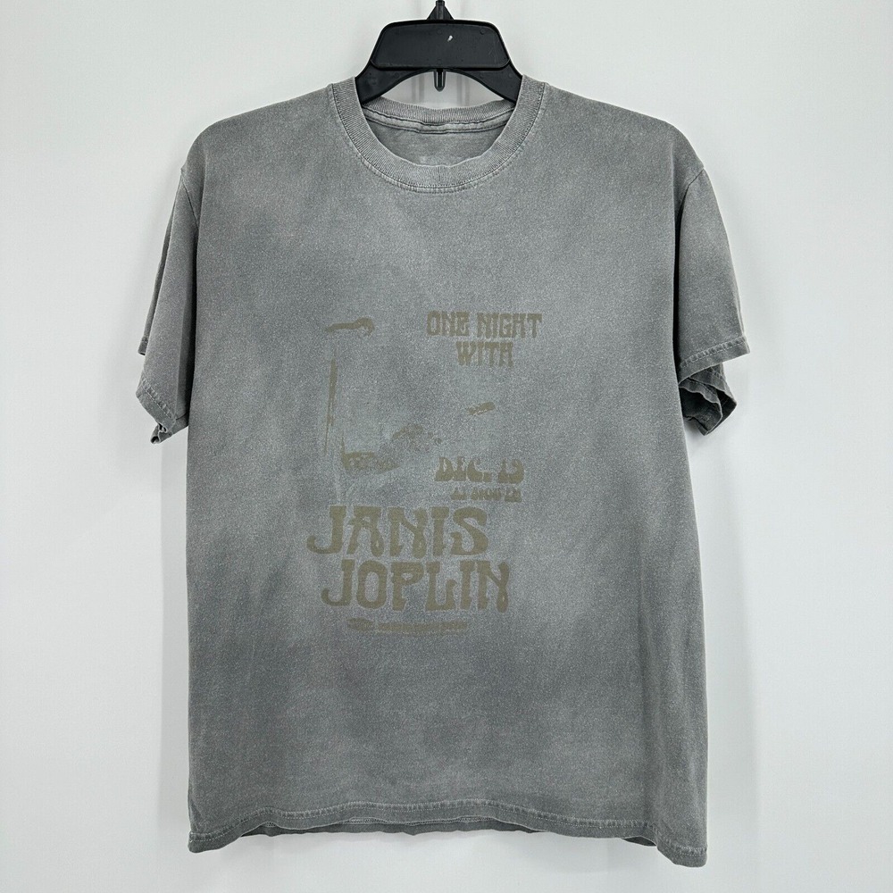 Janis Joplin‎ Tshirt Mens S/M Gray Rock Band Music Faded Tee Streetwear Grunge